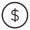 white icon of circled dollar symbol